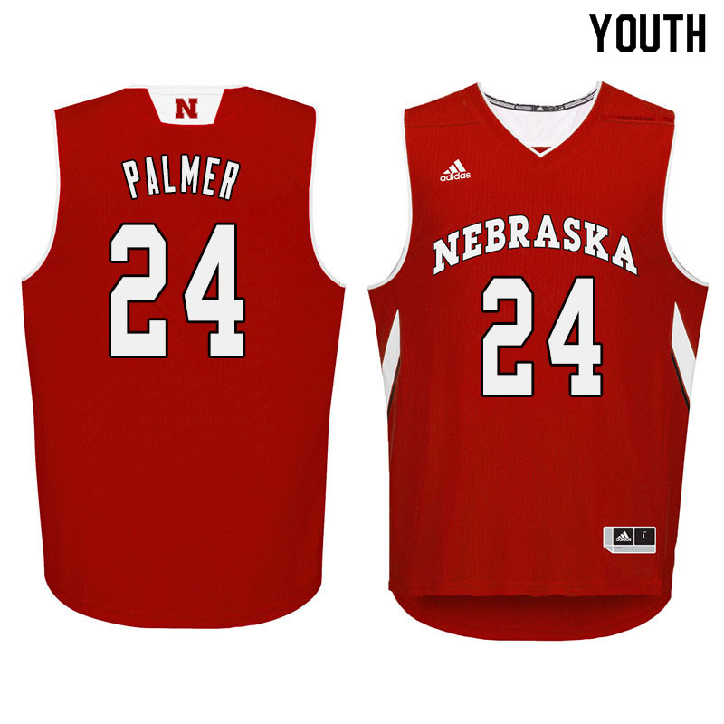 Youth Nebraska Cornhuskers #24 James Palmer College Basketball Jersyes Sale-Red
